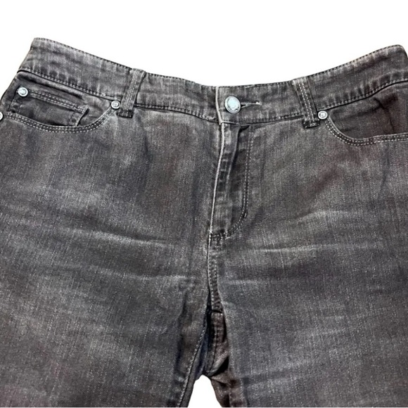 Chico's Platinum Denim Ultimate Fit Rhinestone Embellished Mom Jeans Brown Gray - Picture 5 of 13